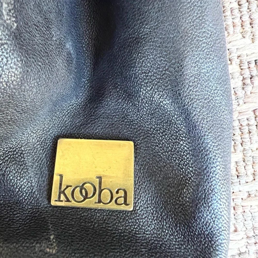 Kooba Y2K Vintage Leather Hobo Bag Purse Black Slouchy Gold Brass‎ Accents